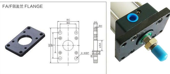 Sc-80標準氣缸fafb法蘭板安裝